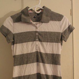 White and Grey Strip Top